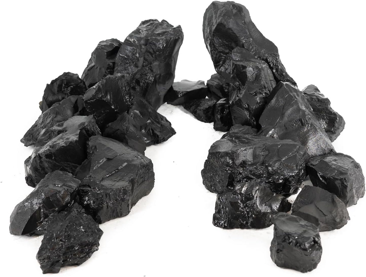 Unocho Natural Aquarium Rocks 10LB Decorative Slate Stones Black Rocks for