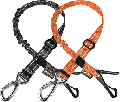 AUBELL Dog Seat Belt for Car,2 Pack Set 3-in-1 Adjustable Reflective Bungee Heavy Duty Dog Car