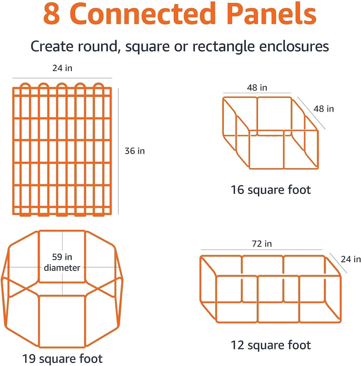 Amazon Basics Foldable Octagonal Metal Exercise Dog Playpen - Indoor/Outdoor, Single Door, Medium