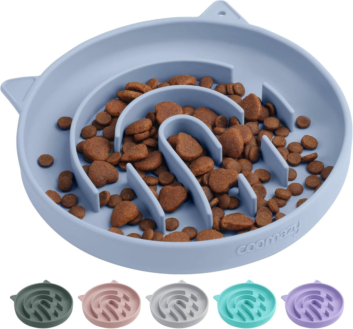 Coomazy Silicone Slow Feeder Dog Cat Bowls, Interactive Puzzle Toy for Pets Food Training, Keeps