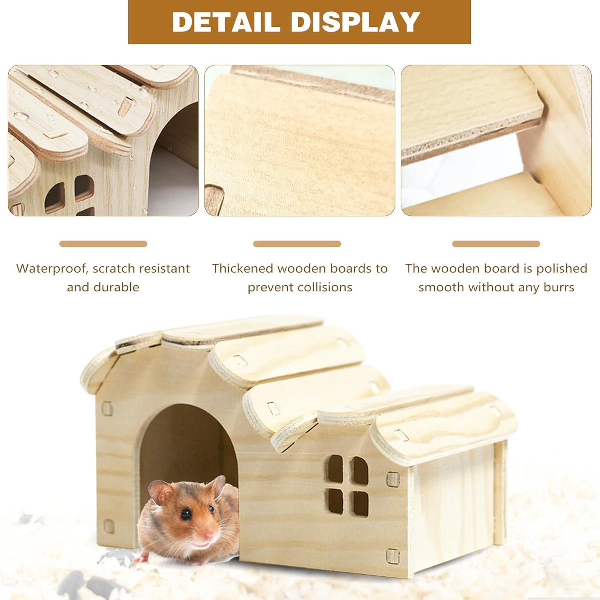 Hamster Toys 5-Piece Set,Hamster House, Swing, Climbing Ladder, Seesaw & Exercise Wheel,Pet DIY