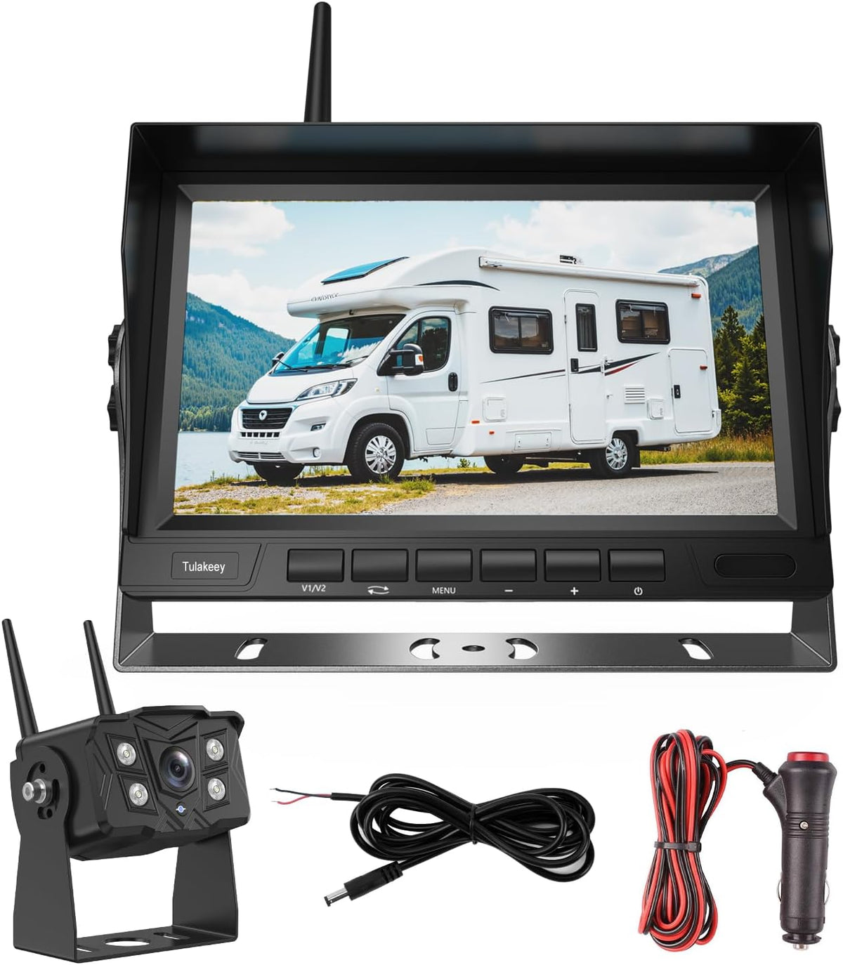 Wireless Backup Camera with Screen, Rear View Mirror Camera 1080P, Night Vision and Waterproof IP68