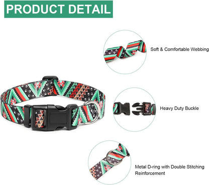 Mercano Adjustable Dog Collar - Special Design Patterns, Soft Nylon Comfortable Durable Pet Collar