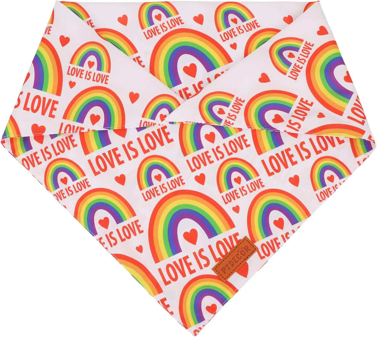 PTDECOR Rainbow Dog Bandanas Pride Day, Multi Size,“Love is Love” Pet Scarf Reversible Triangle