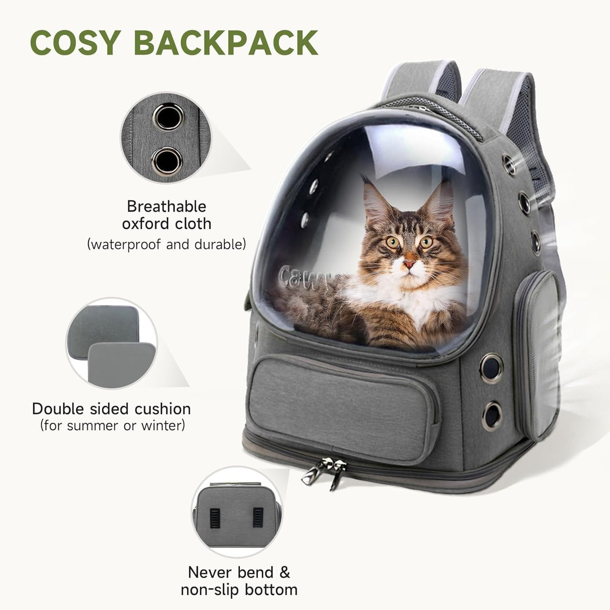 Cat Backpack Carrier, Breathable Cat Carrier Large Space Bubble Pet Backpack for Kitty Small Dog up
