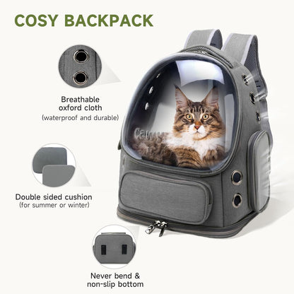 Cat Backpack Carrier, Breathable Cat Carrier Large Space Bubble Pet Backpack for Kitty Small Dog up