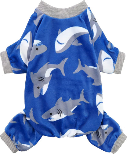 Fitwarm Shark Dog Pajamas, Dog Clothes for Small Dogs Girl Boy, Pet Onesie with Feet, Cat Outfit