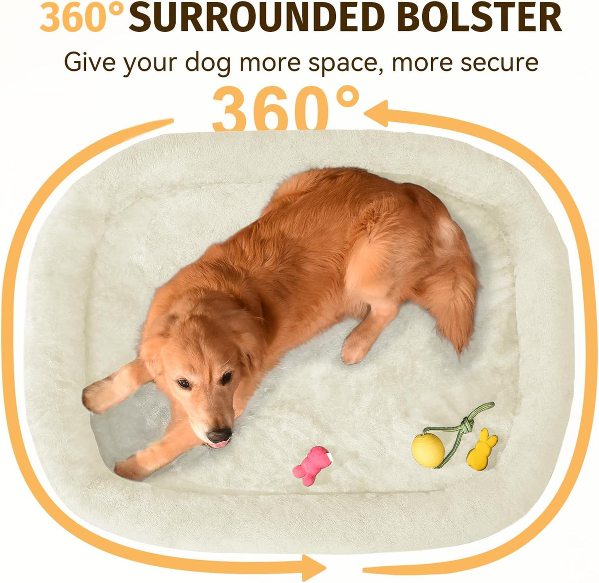 Orthopedic Waterproof Large Dog Bed: Memory Foam Washable Dog Bed with Bolsters - XL Removable