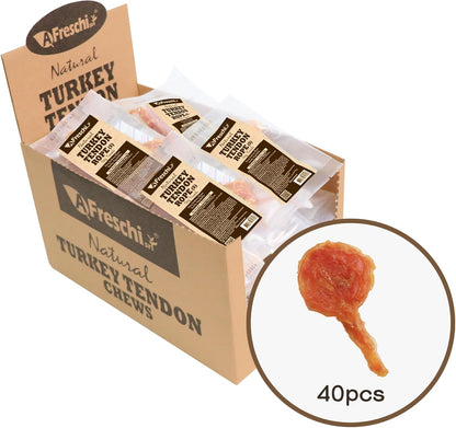 Afreschi Natural Turkey Tendon Lollipop 40 Units/Box, Dog Treat for Signature Series, All Natural