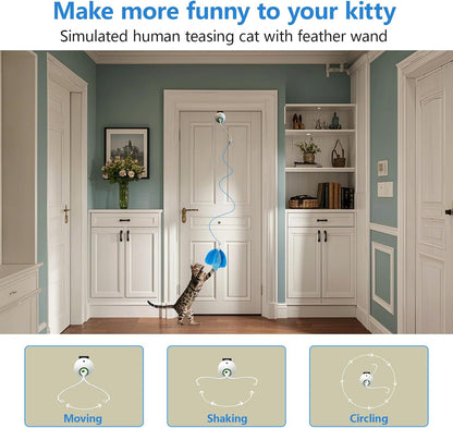 Cat Toys Interactive for Indoor, Cats Toy Hanging Door Electric for Bored, Feather Toy Kitten