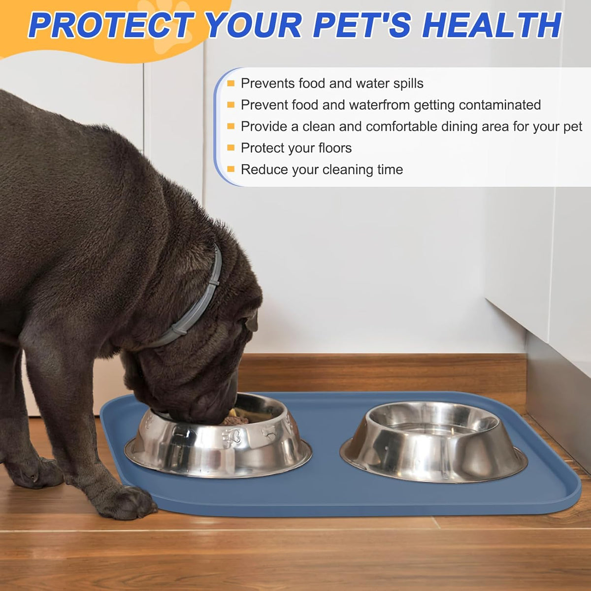 Silicone Pet Feeding Mat with Raised Edge for Food and Water, Dog Bowl Mats, Cat Bowls Placemat