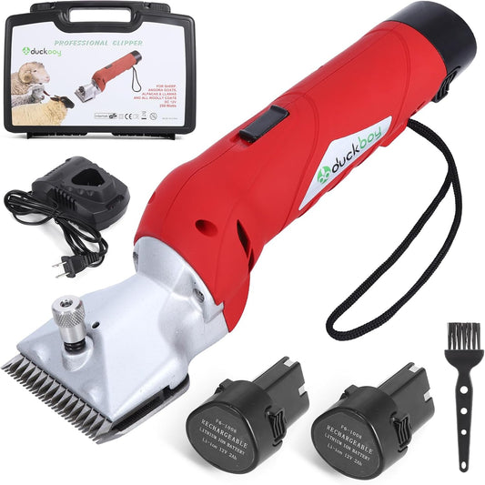 DUCKBOY Cordless Horse Clipper, Rechargeable Battery Powered Animals Shears Grooming Tools for