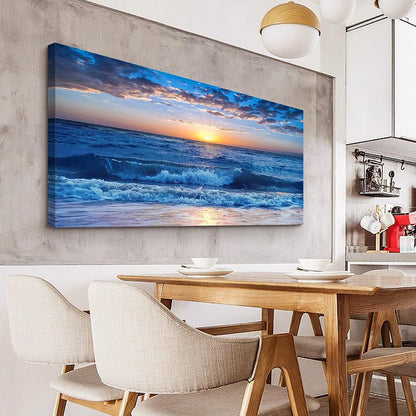 Lapremoly Framed Canvas Wall Art - Large Blue Ocean Beach Wall Painting for Living Room, Bedroom &