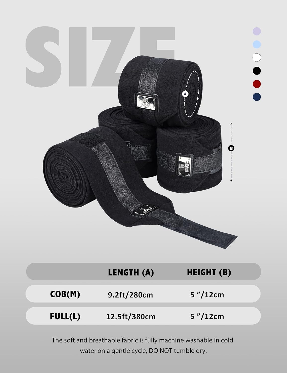 Harrison Howard Horse Polo Wraps Upgrade with Bling Leg Wraps for Horses 4-Pack Fleece Leg Wraps
