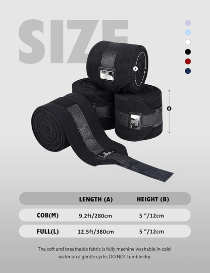 Harrison Howard Horse Polo Wraps Upgrade with Bling Leg Wraps for Horses 4-Pack Fleece Leg Wraps