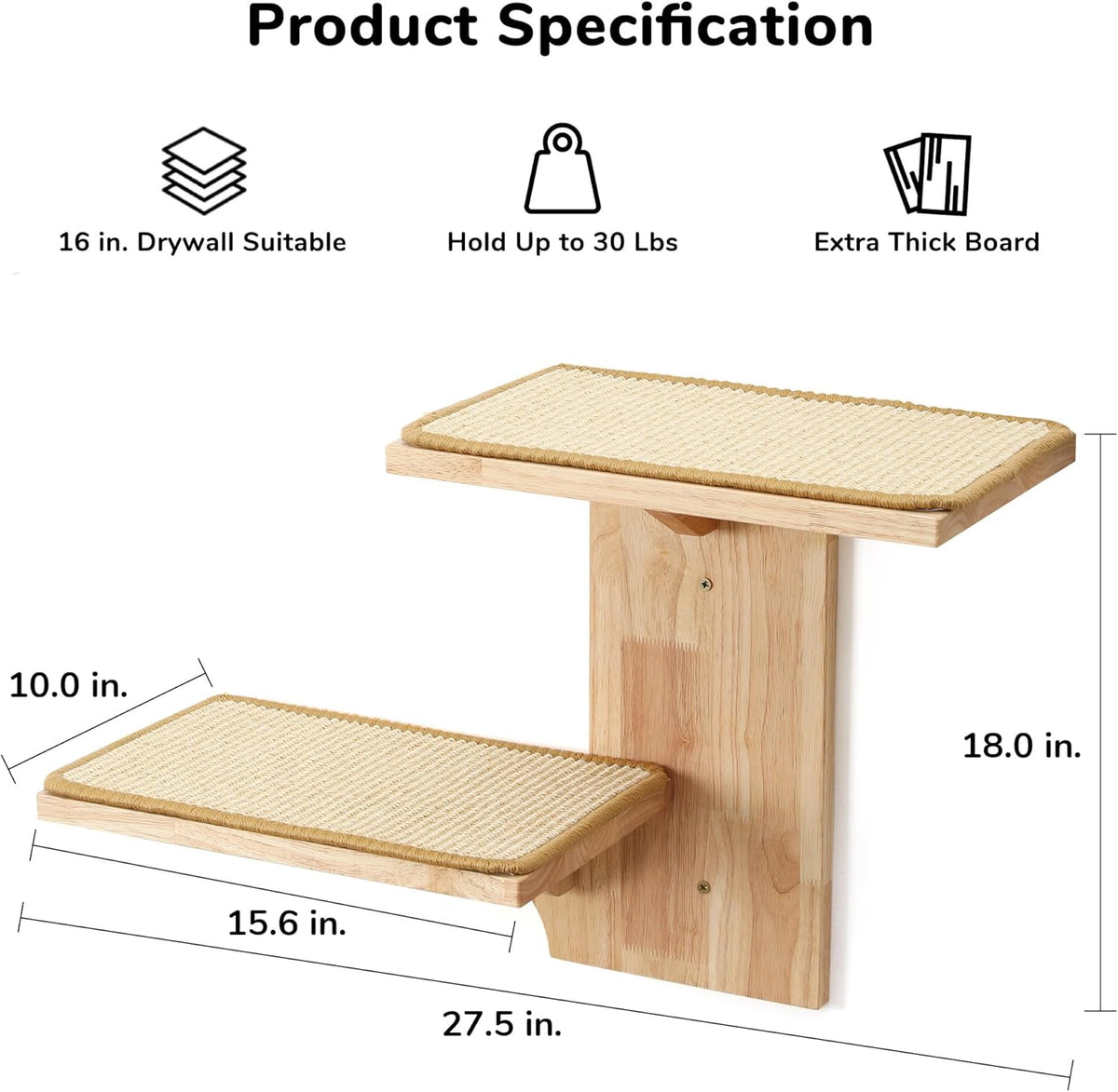 FUKUMARU Cat Wall Shelves, 2 Platform Kitten Wall Furniture, Tree Shape Wall-Mounted Floating Shelf