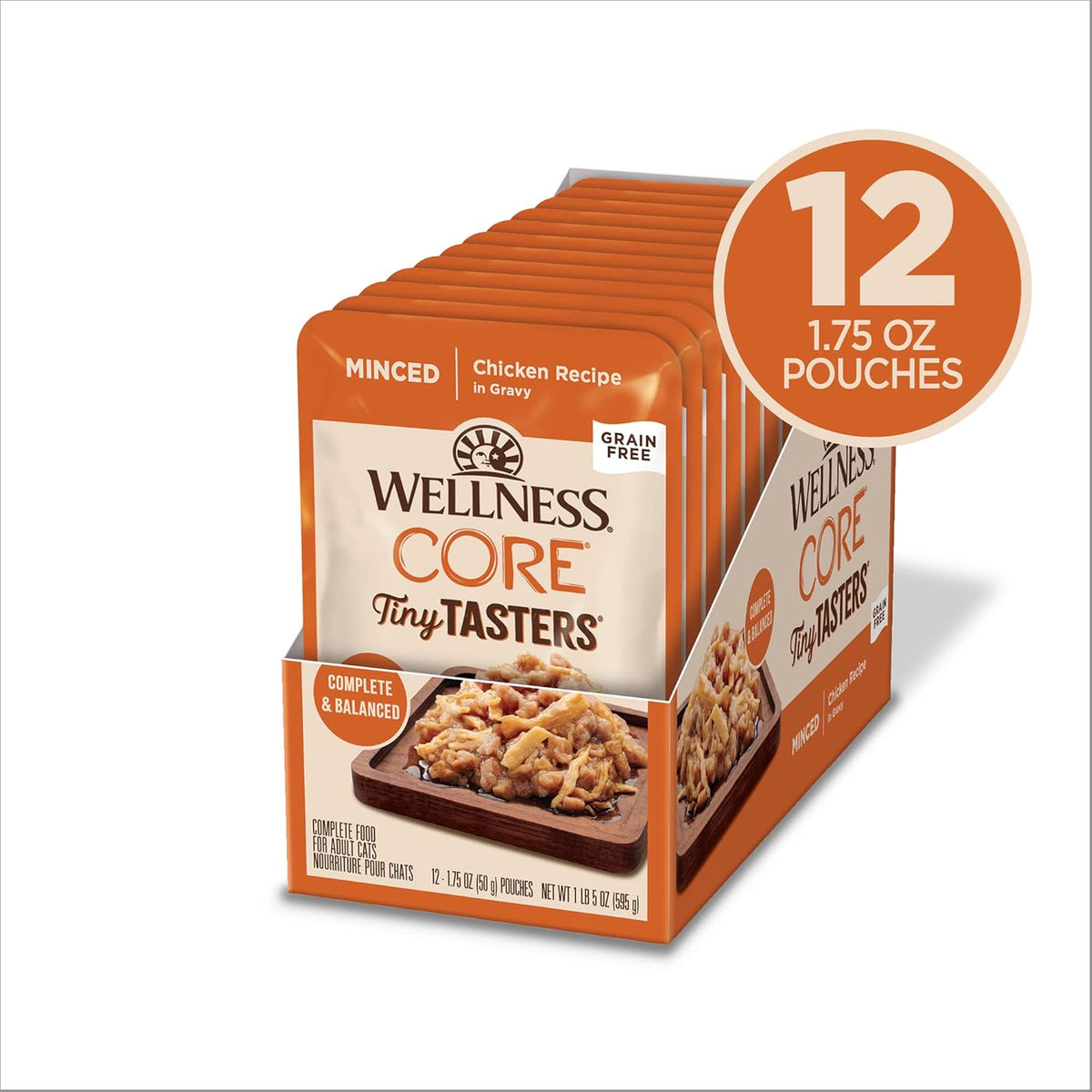 Wellness CORE Tiny Tasters Minced Adult Wet Cat Food, Natural, Protein-Rich, Grain Free, 1.75-Ounce