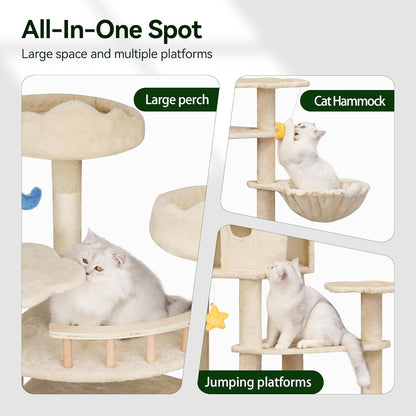 85inch Heavy Duty Cat Tree for Indoor Cats Large Adult, Tall Giant Cat Tower with Scratching Post