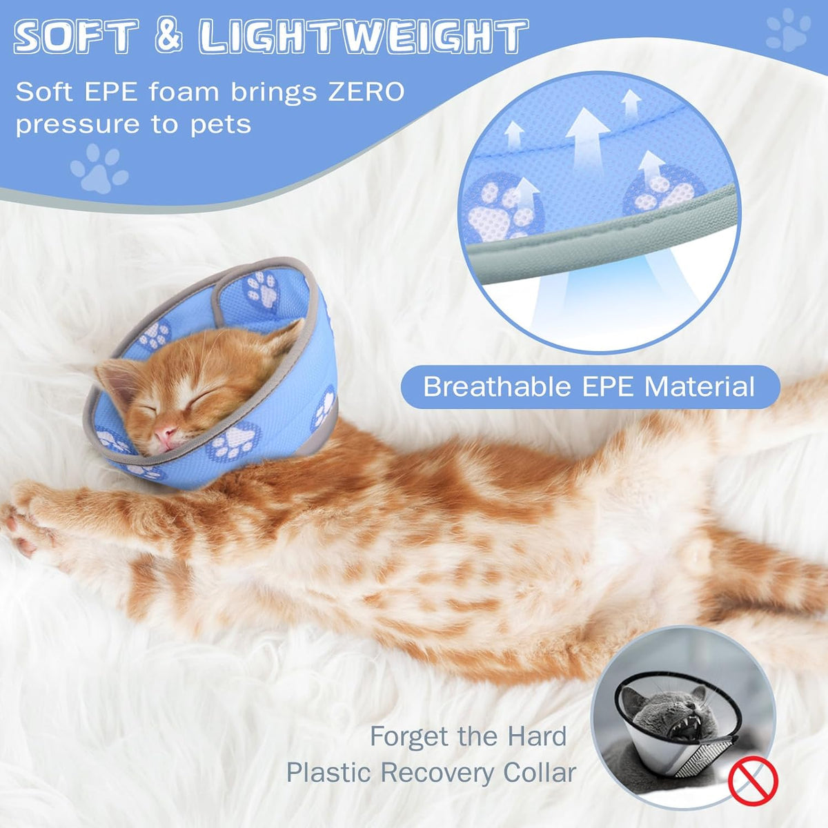 Cat Cone Collar Soft to Stop Licking After Surgery Cat Recovery Collar for Small Large Cats