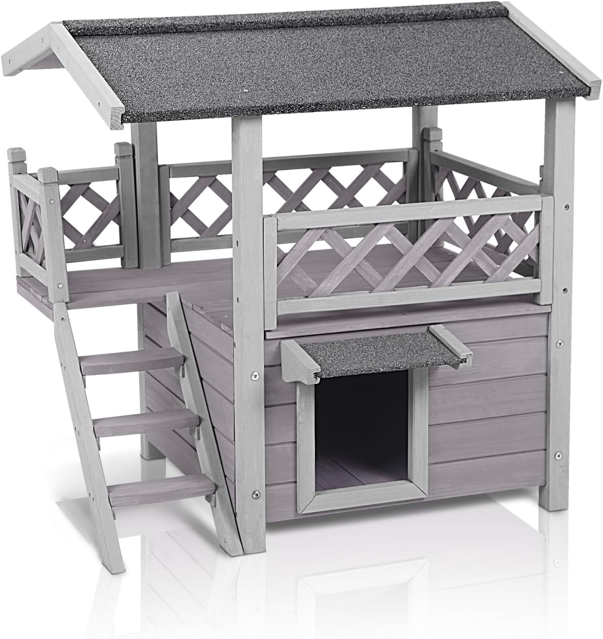 GUTINNEEN Cat House Outdoor Weatheproof Feral Cat Shelter Wooden Cat Condos for Winter Large