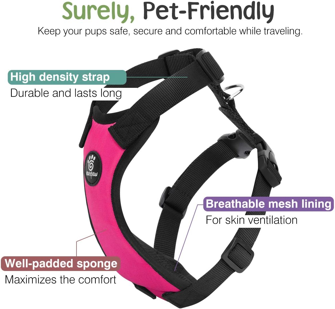 Dog Seat Belt, Safety Vest Dog Car Harness with Adjustable Buckle Dog Seat Belt for Vehicle Nylon