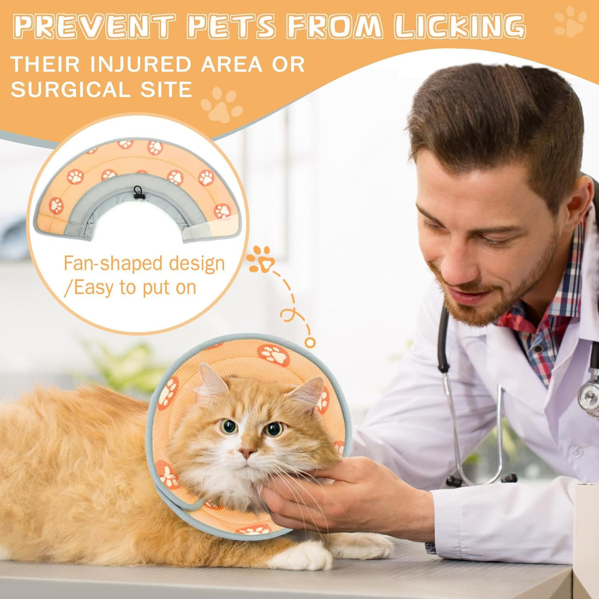 Cat Cone Collar Soft to Stop Licking After Surgery Cat Recovery Collar for Small Large Cats