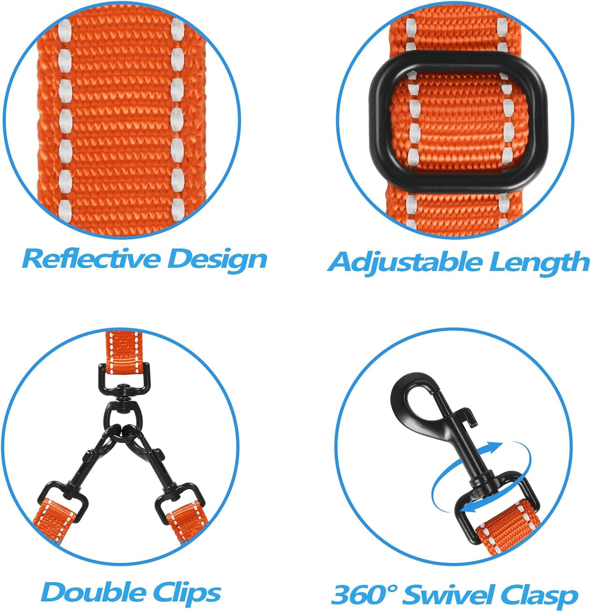 PetBonus Double Dog Leash, No Tangle Dual Leash, Reflective Walking Training Lead, 4 Comfortable