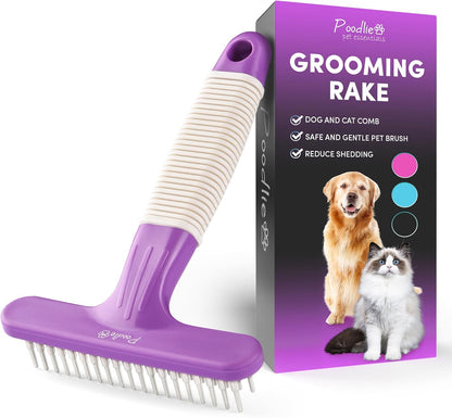 POODLIE Poodle Pet Dog Grooming Rake| Dematting Tool with Stainless Steel Shedding Comb for Pets |