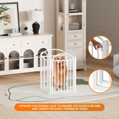 4 Panles Full Matel Freestanding Dog Gates with Door, 96"Extra Wide 32"Tall Free Standing Dog Pet