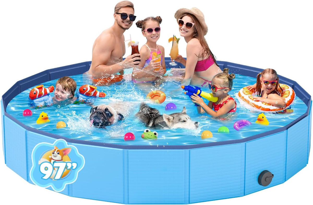 YSJILIDE Foldable Dog Pool, Portable PVC Dog Pet Swimming Pool, Collapsible Plastic Dog Bath for