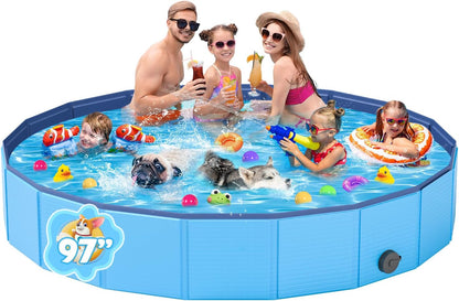 YSJILIDE Foldable Dog Pool, Portable PVC Dog Pet Swimming Pool, Collapsible Plastic Dog Bath for
