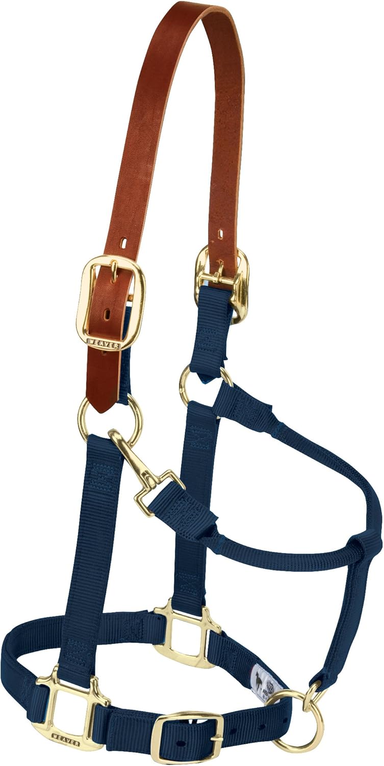 Weaver Equine Breakaway Horse Halter, Supple Leather Crown, Adjustable Chin & Throat Snap Halters