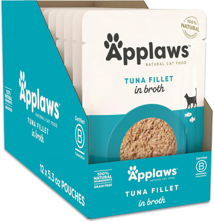Applaws Natural Wet Cat Food in Broth, Limited Ingredient Wet Cat Food Pouches, No Additives, Made