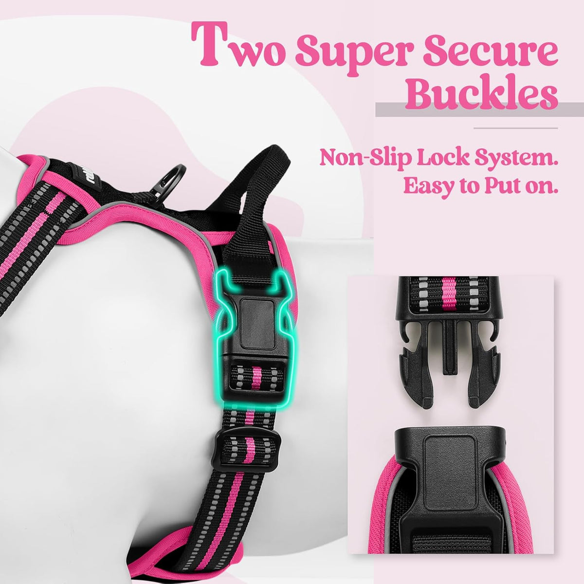 rabbitgoo Dog Harness No Pull with 2 Leash Clips, Adjustable Soft Padded, Reflective Oxford No