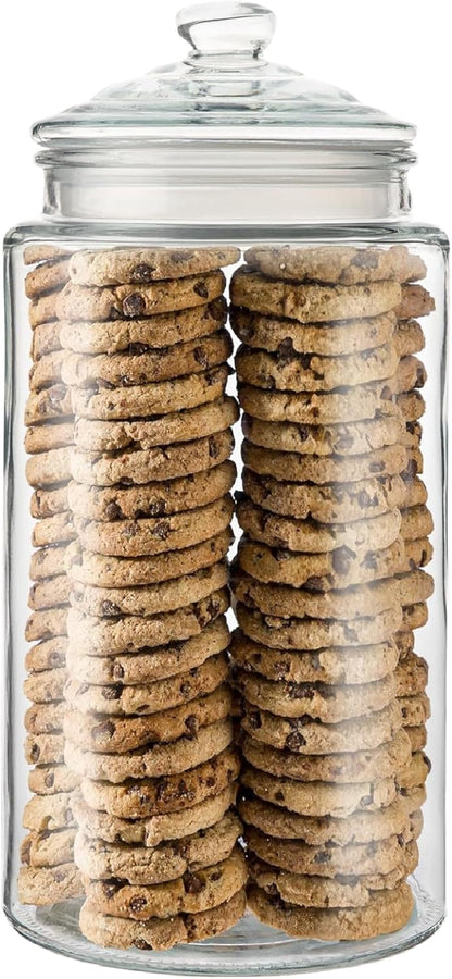 2-Gallon Tall Glass Cookie Jar with Airtight Lid – Large Kitchen Canister for Cookies, Sugar