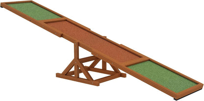 PawHut Wooden Dog Agility Seesaw for Training and Exercise, Platform Equipment Run Game Toy