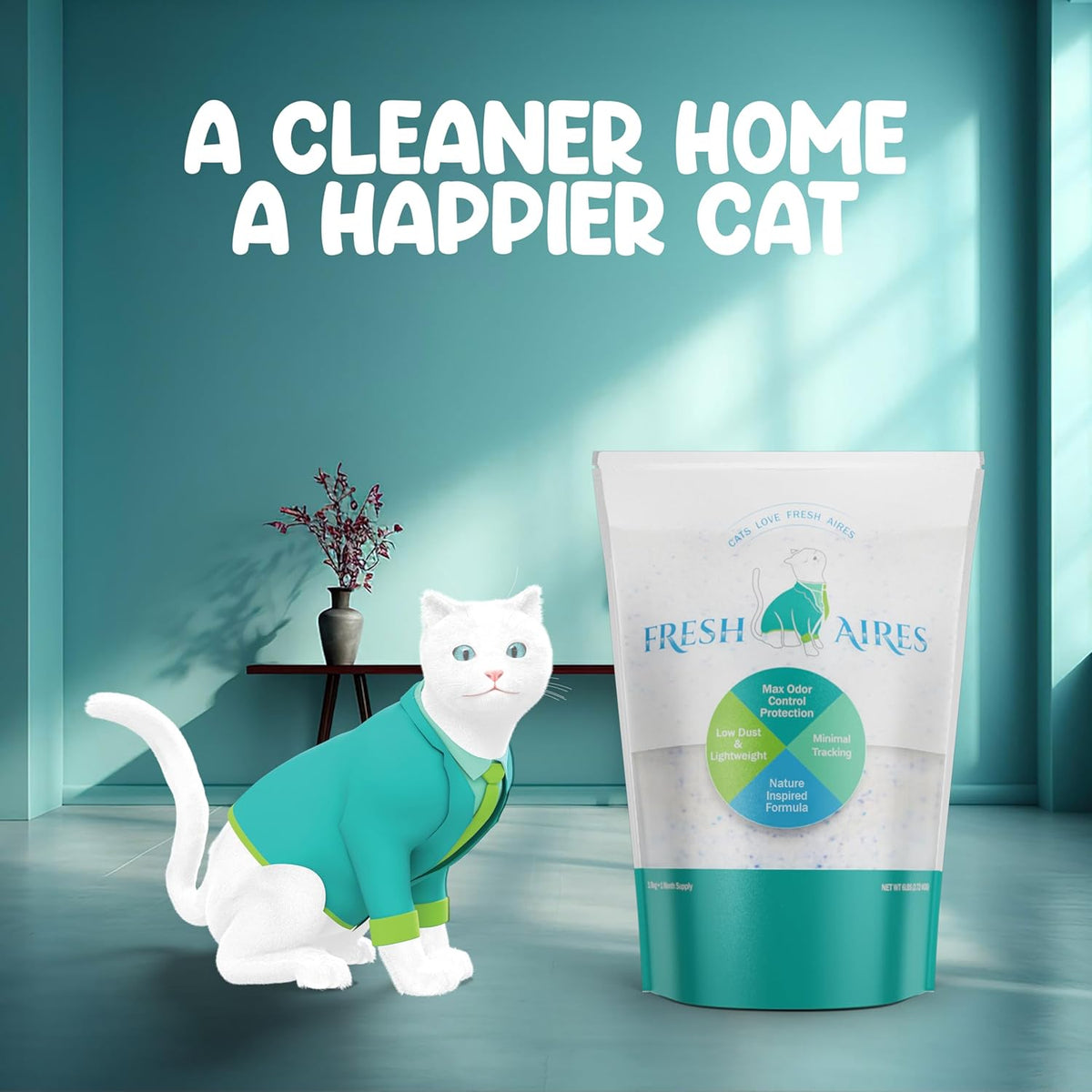 Silica Crystal Cat Litter – Unscented, Lightweight, Non-Clumping, Low Dust & Tracking, Long-Lasting