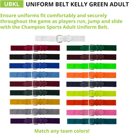 Champion Sports Baseball/Softball Uniform Belt, Comfort Stretch Fit Durable Syntex Tab - Youth &