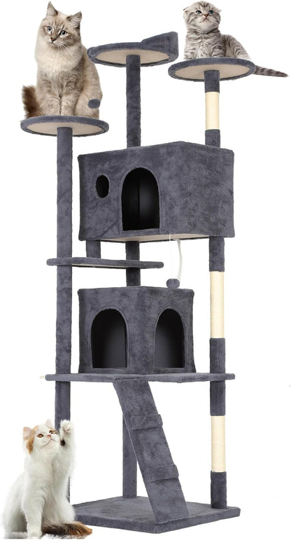FDW Cat Tree Tower 81in Multi-Level Durable Cat Scratching Post & Cozy Fun Jumping Platform Space