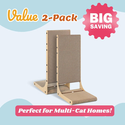 2-Pack Cat Scratching Board, 25.6'' Tall Cardboard L Shape Vertical Cat Scratchers for Indoor Cats