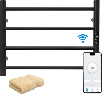 KEG Smart WiFi Towel Warmer Wall Mounted with Built-in Timer and Temperature Adjust Control, 4 Bars