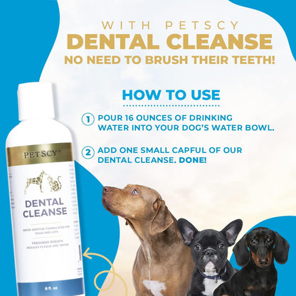 Petscy - Dental Cleanse, All-Natural Cat & Dog Tartar Remover for Teeth, Cat & Dog Water Additive