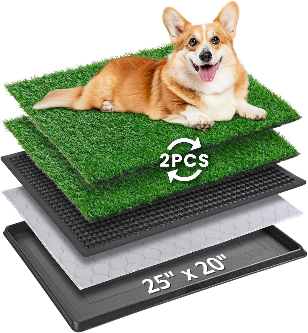 Portable Dog Litter Boxes with 2 Pack Replacement Artificial Grass,Indoor Outdoor Potty Training