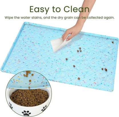 Ptlom Dog Food Mat Anti-Slip Dog Bowl Mats for Food and Water, Waterproof Pet Placemat Prevents