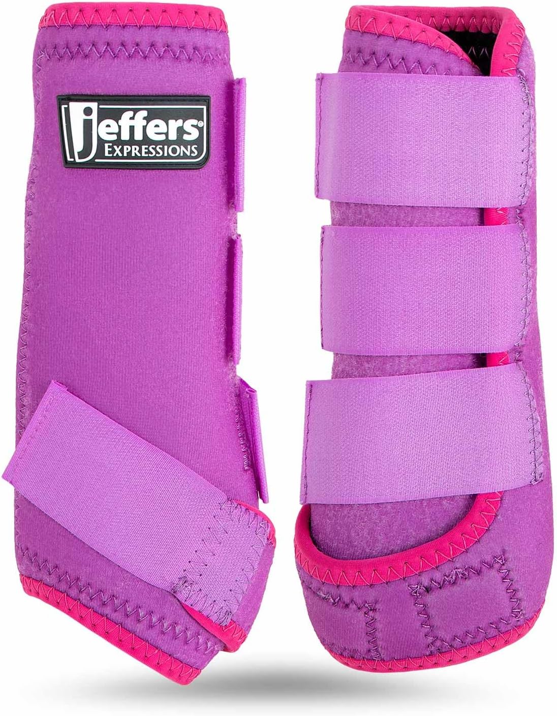 Jeffers Expression Neon Horse Boots 1 Pair - Purple & Pink, Breathable Neoprene, Secure Strap