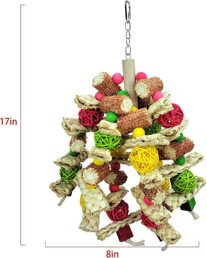 Parrot Toys, Natural Corncob Bird Chew Toys for Small and Medium Macaws, African Grey Parrots