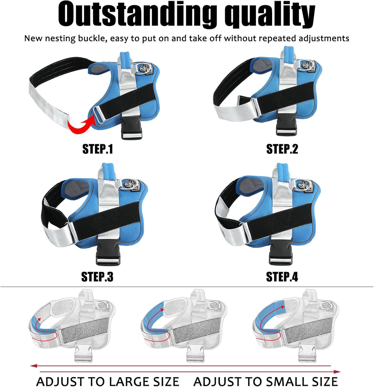 Bolux Dog Harness, No-Pull Reflective Dog Vest, Breathable Adjustable Pet Harness with Handle for