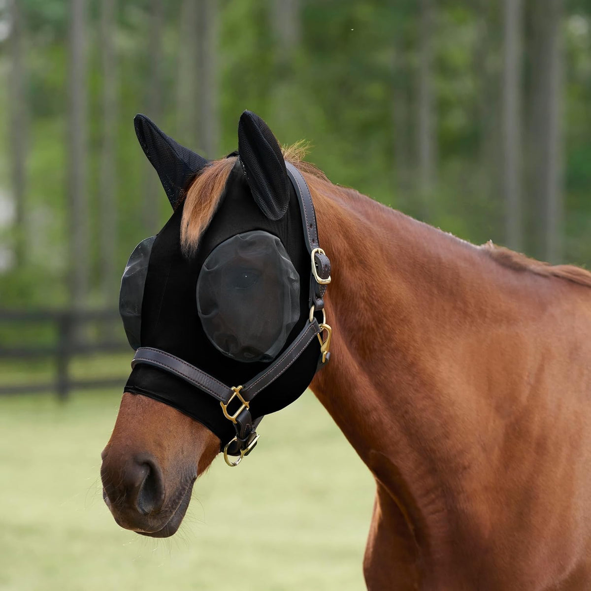 SmartEquine Comfort Fly Mask with SmartCore Technology | UV Horse Mask | UPF 50 | Forelock Hole |