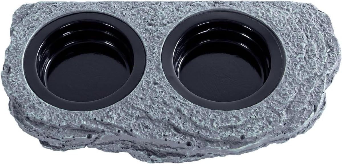 Wacool Magnetic Gecko Ledge - Double Bowl Reptile Feeding Tray with 6 Feeding Cups for Geckos