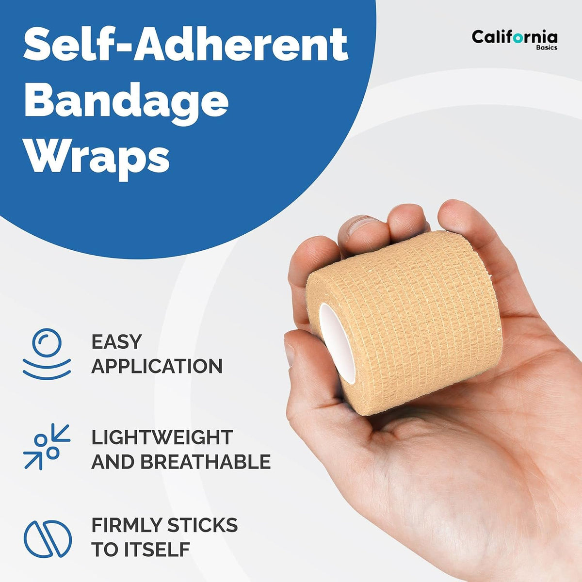12 Pack Self-Adhesive Bandage Wrap - 2 Inches x 5 Yards - Elastic Self Adherent Cohesive Wrap